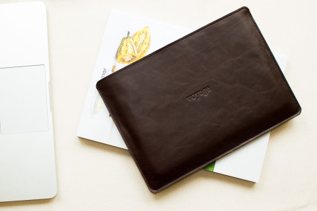 Leather iPad Air 10.9 Sleeve - Navy Blue and Mint - RYAN London